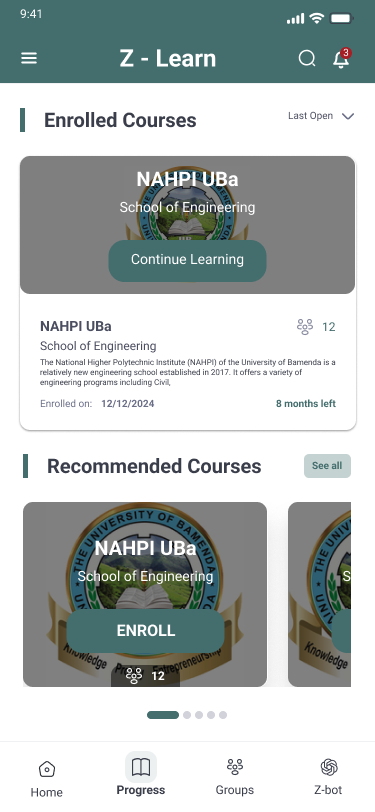 Z-Learn App View